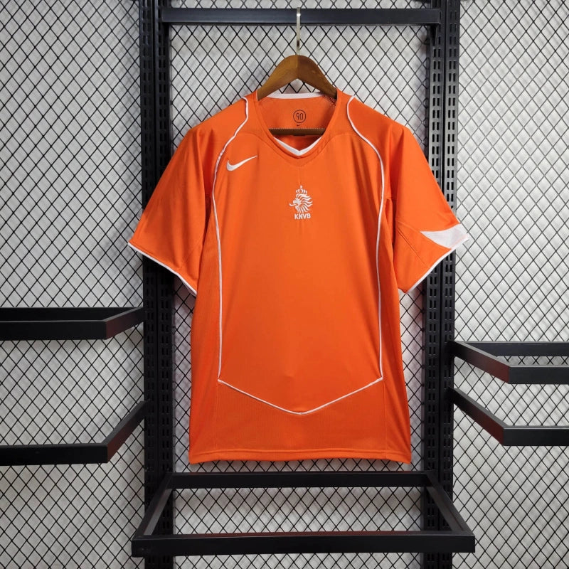 Camisa Seleção Holanda Home 2004 - Nike Retrô Masculina - Laranja/Branca