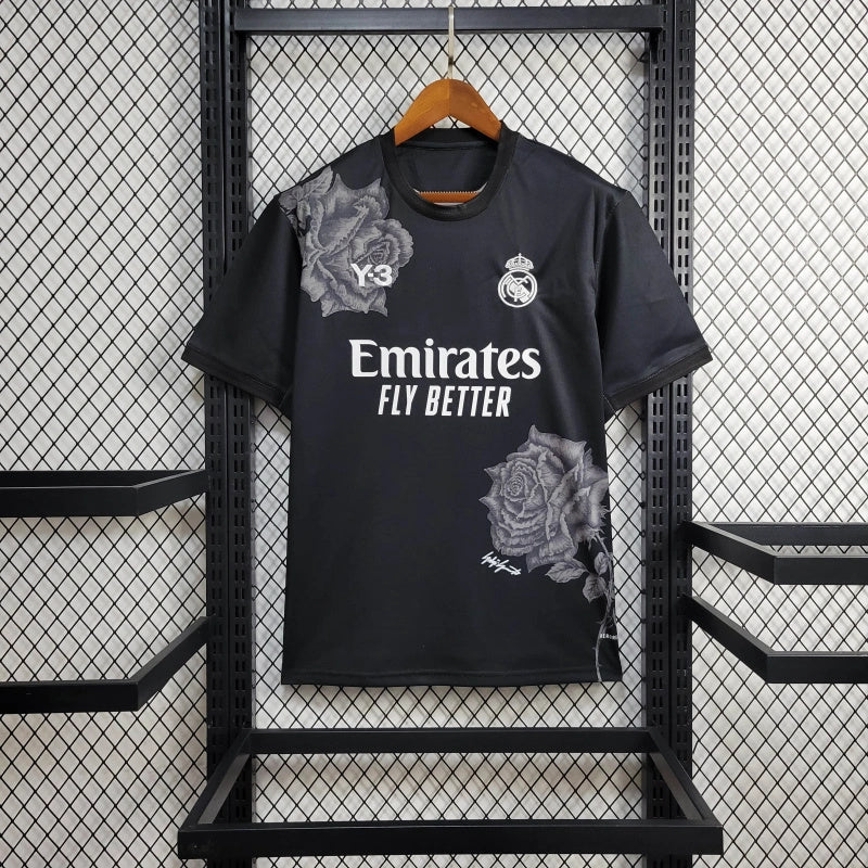 Camisa Real Madrid Edição Black 2024/25 - Y3 Torcedor Masculina - Preta/Branca