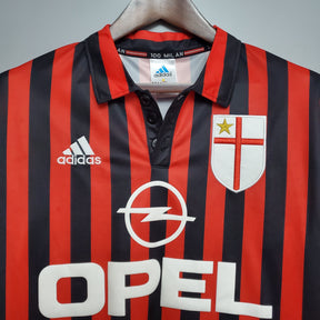 Camisa Milan Home 1999/00 - Adidad Retrô Masculina - Vermelha/Preta