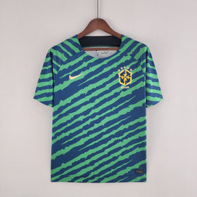 Camisa Seleção Brasil Pré Jogo 2022 - Nike Torcedor Masculina - Verde/Azul