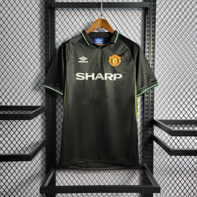 Camisa Manchester United Away 1998 - Umbro Retrô Masculina - Preta/Verde