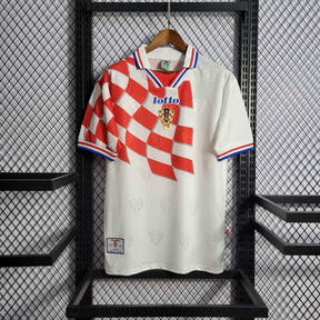 Camisa Seleção Croácia 1998 Home - Lotto Retrô Masculina - Branca/Vermelha