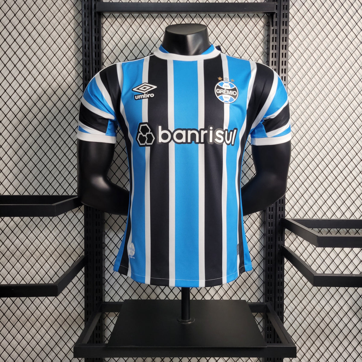 Camisa Grémio Home 2023/24 - Umbro Jogador Masculina - Azul/Preta