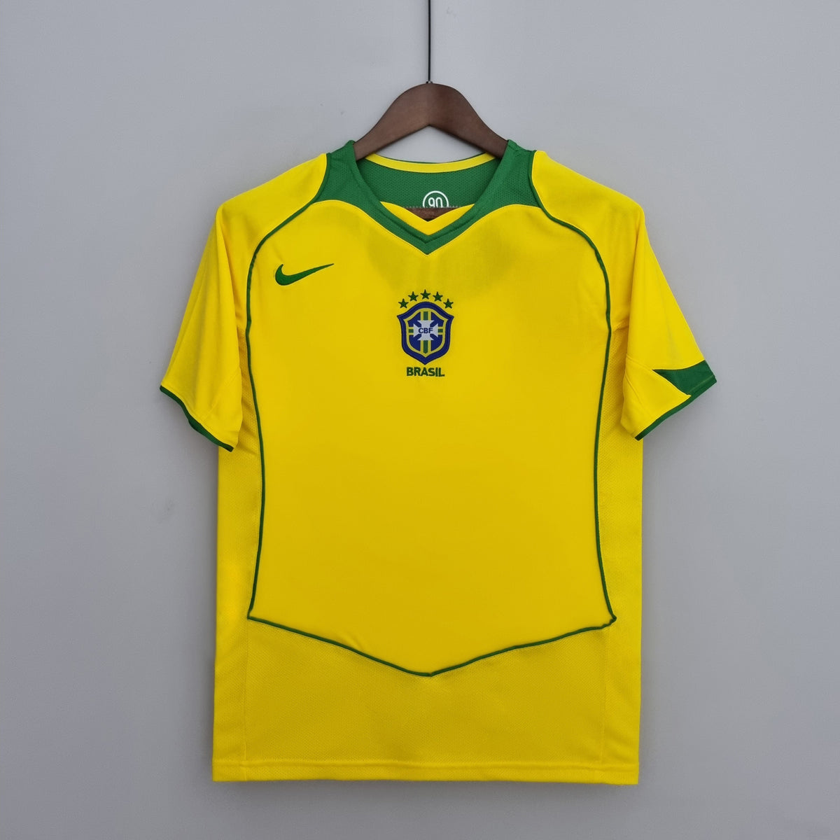 Camisa Seleção Brasil Home 2004/06 - Nike Retrô Masculina - Amarela/Verde