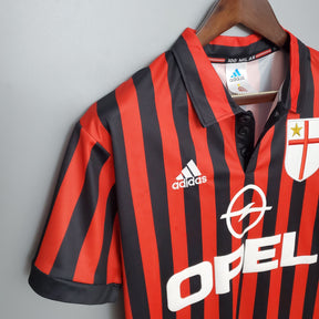 Camisa Milan Home 1999/00 - Adidad Retrô Masculina - Vermelha/Preta