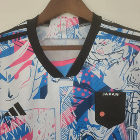 Camisa Seleção Japão Edição Especial Anime 2022/23 - Adidas Torcedor Masculina - Rosa/Azul