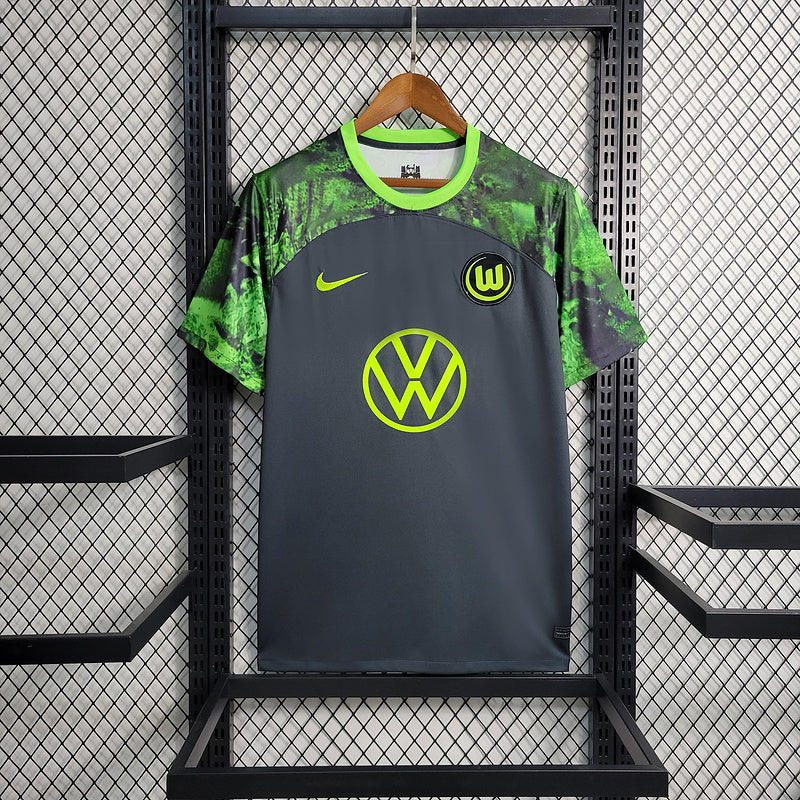 Camisa Wolfsburg Away 2023/24 - Nike Torcedor Masculina - Preta/Verde