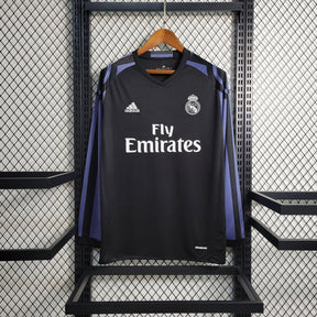 Camisa Real Madrid Manga Longa Third 2016/17 - Adidas Retrô Masculina - Preta/Lilás