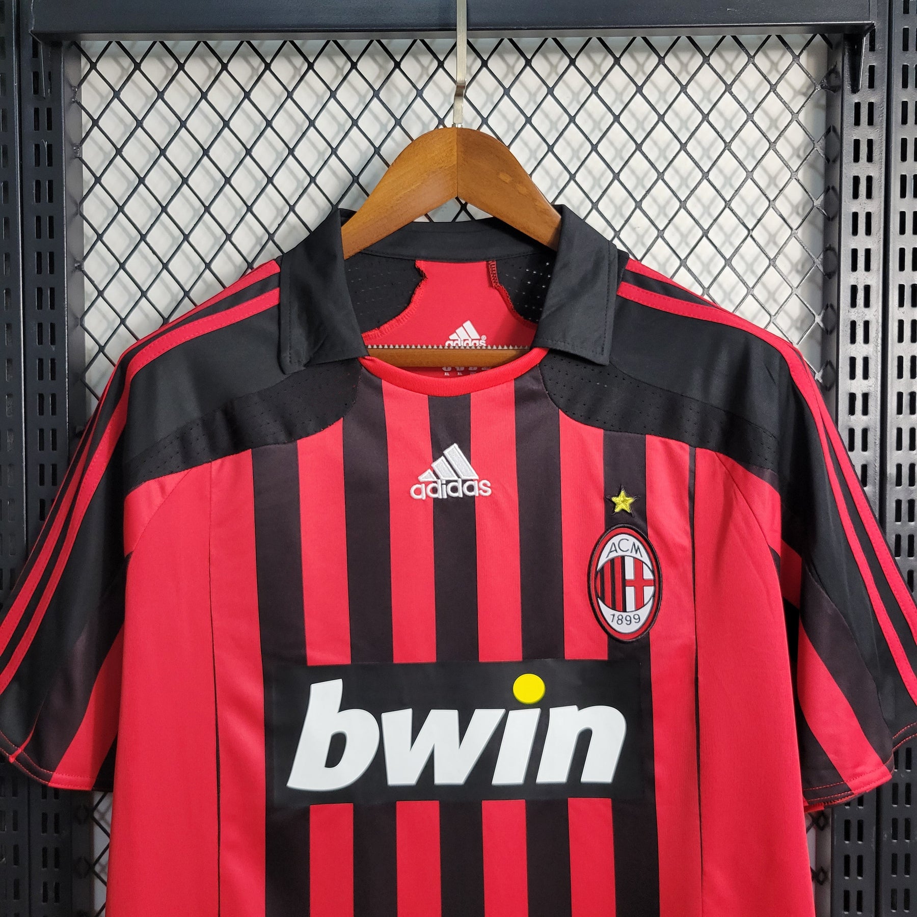 Camisa Milan Home 2007/08 - Adidas Retrô Masculina - Vermelha/Preta