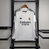 Camisa Manga Longa Real Madrid Home 2024/25 - Adidas Torcedor Masculina - Branca/Preta