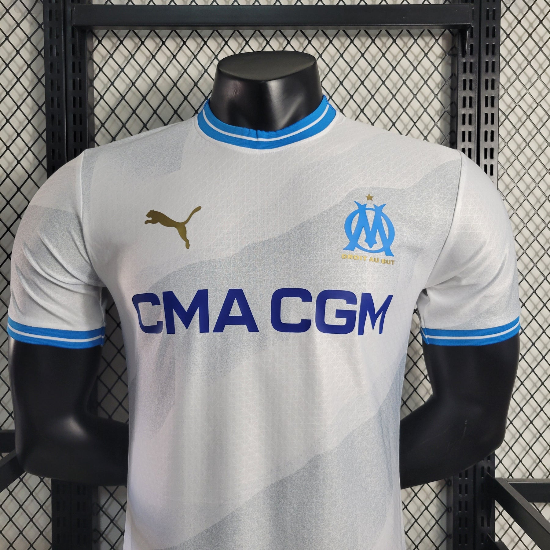 Camisa Olympique Marseille Home 2023/24 - Puma Jogador Masculina - Branca/Azul