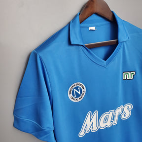 Camisa Napoli Home 1988/89 - nr Retrô Masculina - Azul/Branca