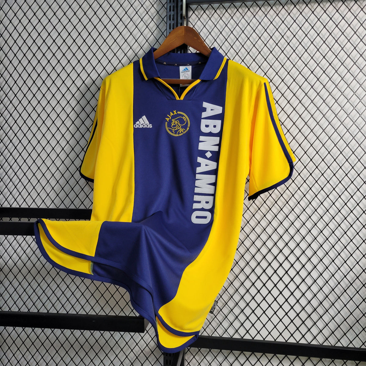 Camisa Ajax Away 2000/01 - Adidas Retrô Masculina - Azul/Amarela