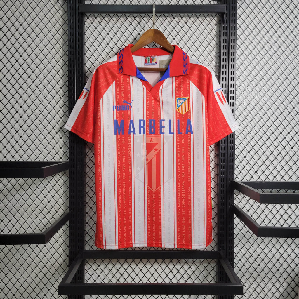 Camisa Atlético de Madrid Home 1995/96 - Puma Retrô Masculina - Vermelha/Branca