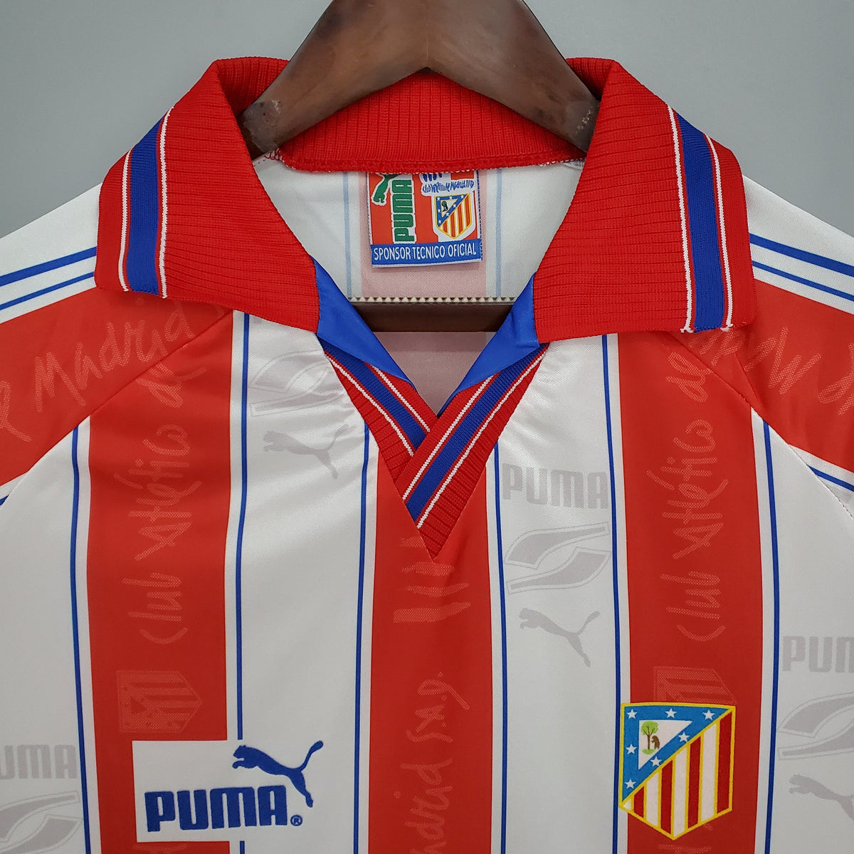 Camisa Atlético de Madrid Home 1996/97 - Puma Retrô Masculina - Vermelha/Branca