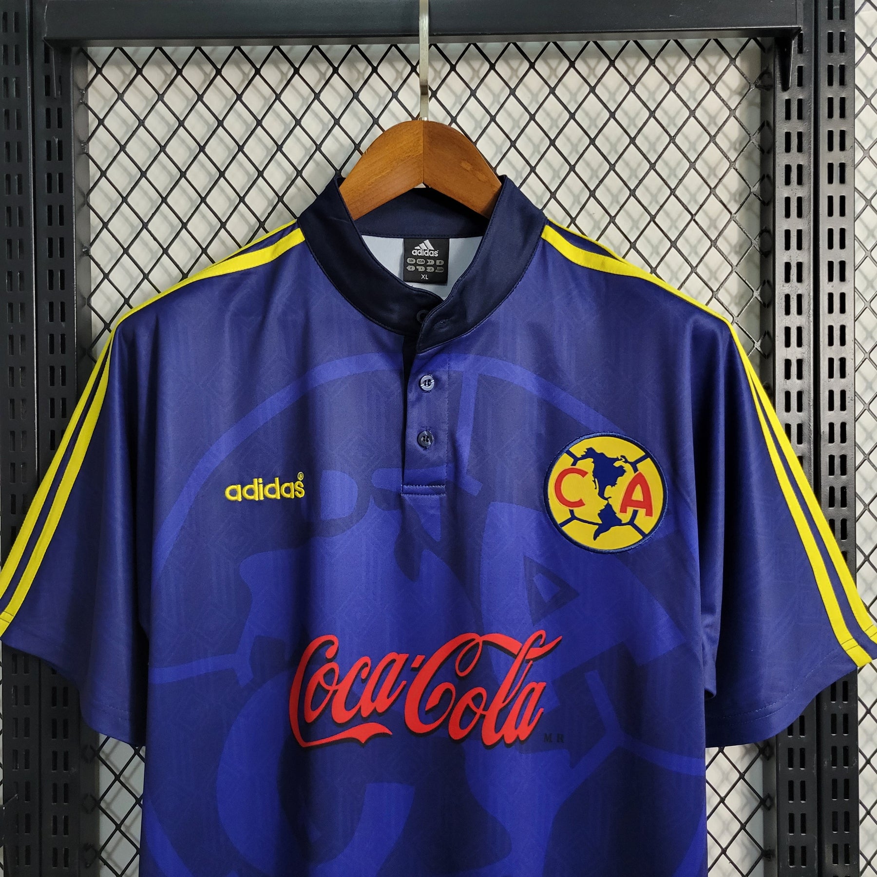 Camisa América do México Home 1998/99 - Adidas Retrô Masculina - Azul/Amarela