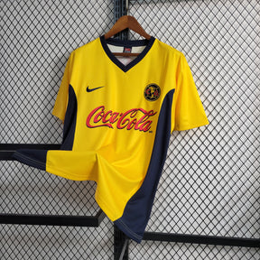 Camisa América do México Home 2001/02 - Nike Retrô Masculina - Amarela/Azul