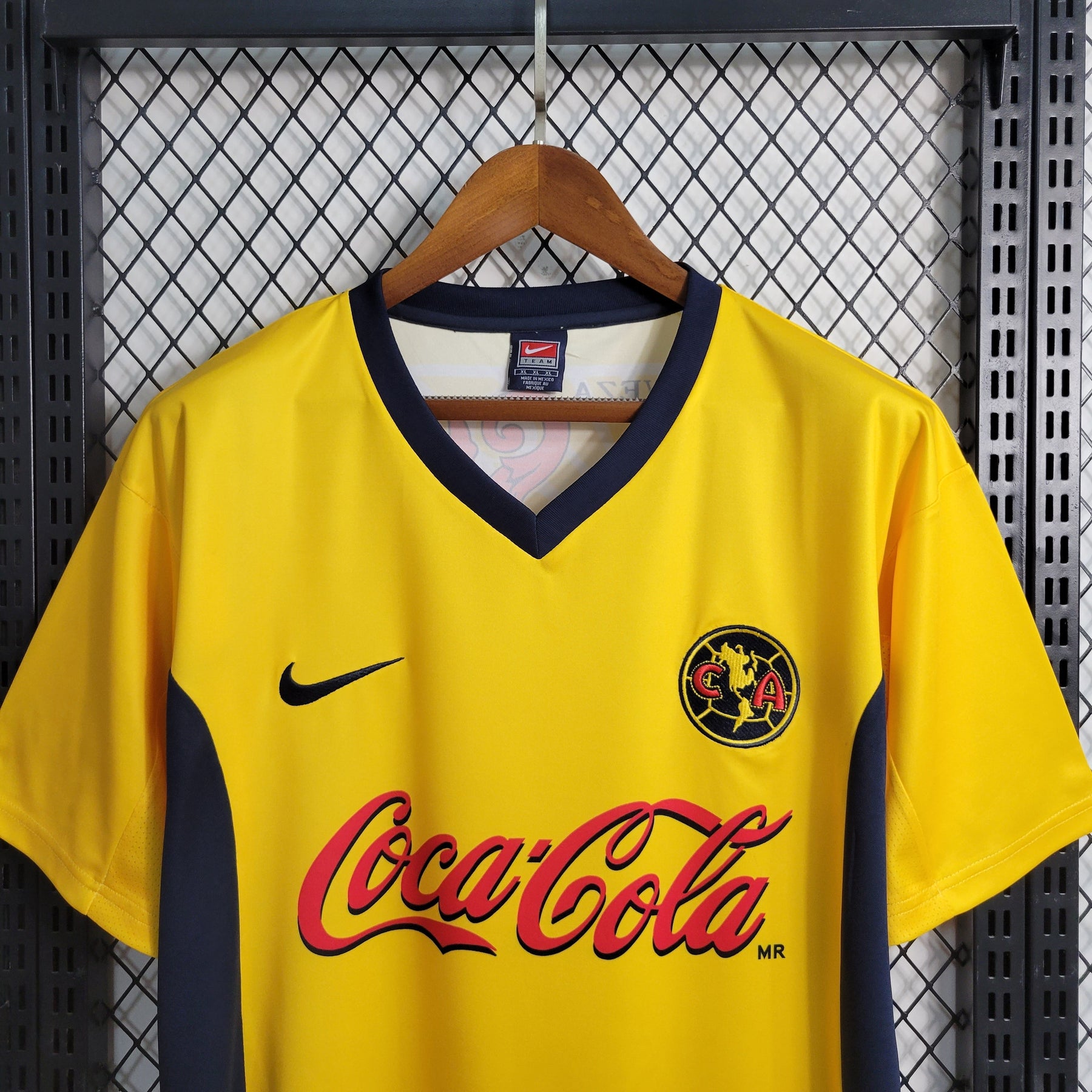 Camisa América do México Home 2001/02 - Nike Retrô Masculina - Amarela/Azul