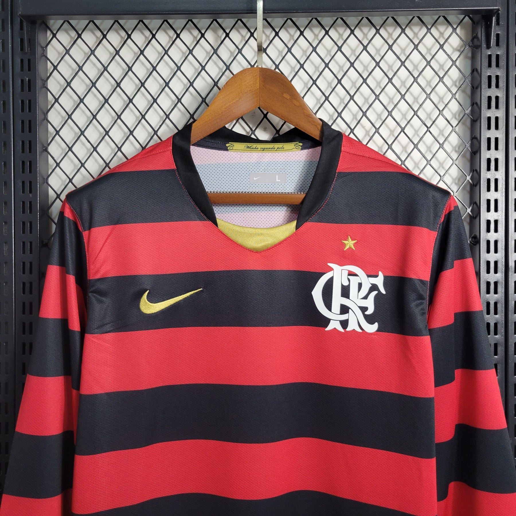 Camisa Flamengo Manga Longa 2008/09 - Nike Retrô Masculina - Vermelha/Preta