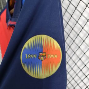 Camisa Barcelona Manga Longa Edição 100 Anos - Nike Retrô Masculina - Vermelha/Azul