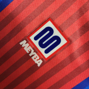 Camisa Barcelona Manga Longa Home 1992 - Meyba Retrô Masculina - Vermelha/Azul