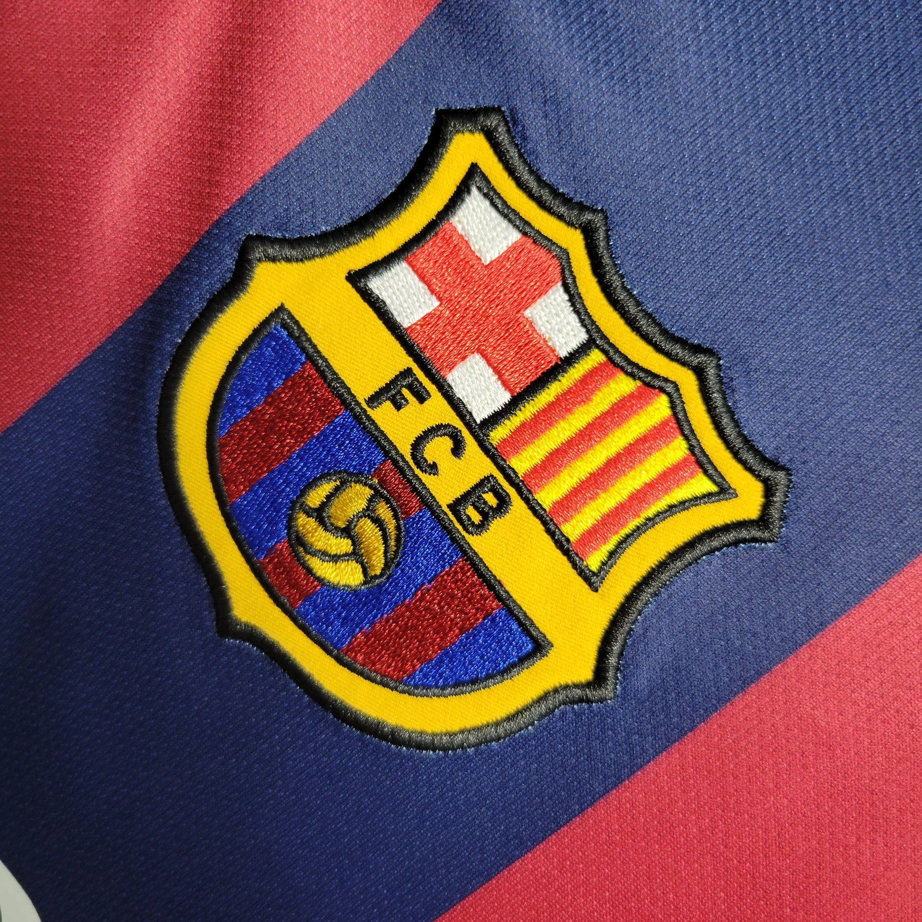 Camisa Barcelona Manga Longa 2014/15 - Nike Retrô Masculina - Vermelha/Azul