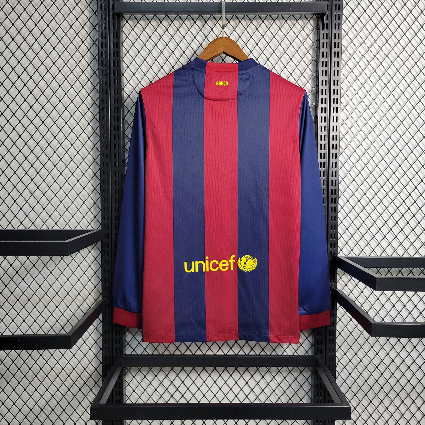 Camisa Barcelona Manga Longa 2014/15 - Nike Retrô Masculina - Vermelha/Azul