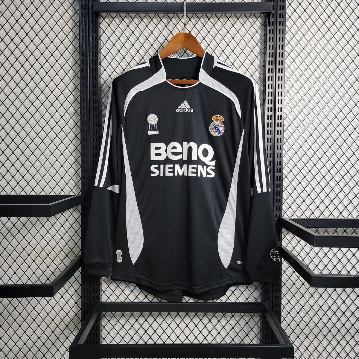 Camisa Real Madrid Manga Longa 2006/07 - Adidas Retrô Masculina - Preta/Branca