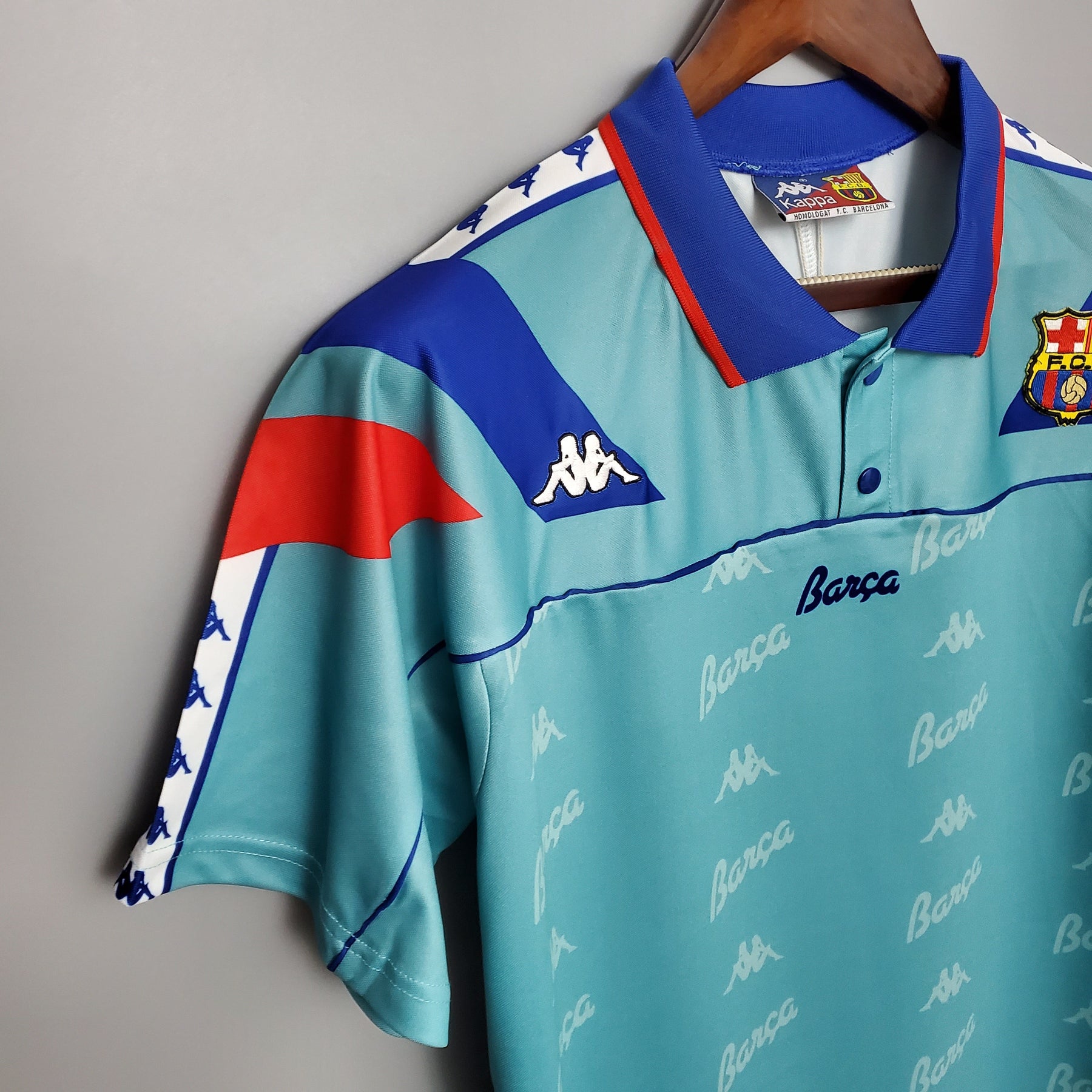 Camisa Barcelona Away 1992/95 - Kappa Retrô Masculina - Verde/Azul