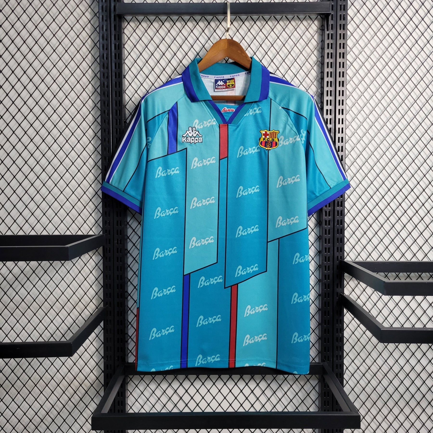 Camisa Barcelona Away 1995/97 - Kappa Retrô Masculina - Verde/Azul