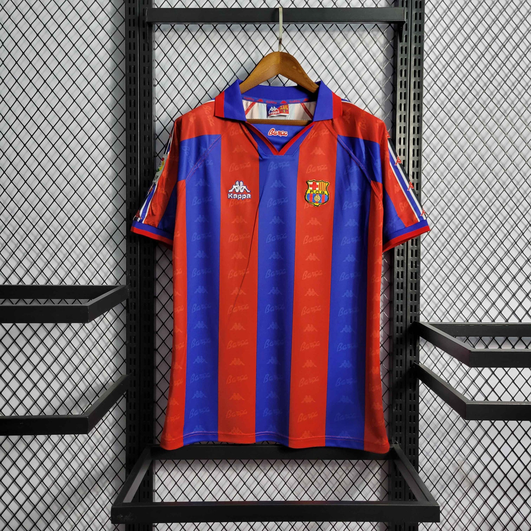 Camisa Barcelona Home 1996/97 - Kappa Retrô Masculina - Vermelha/Azul