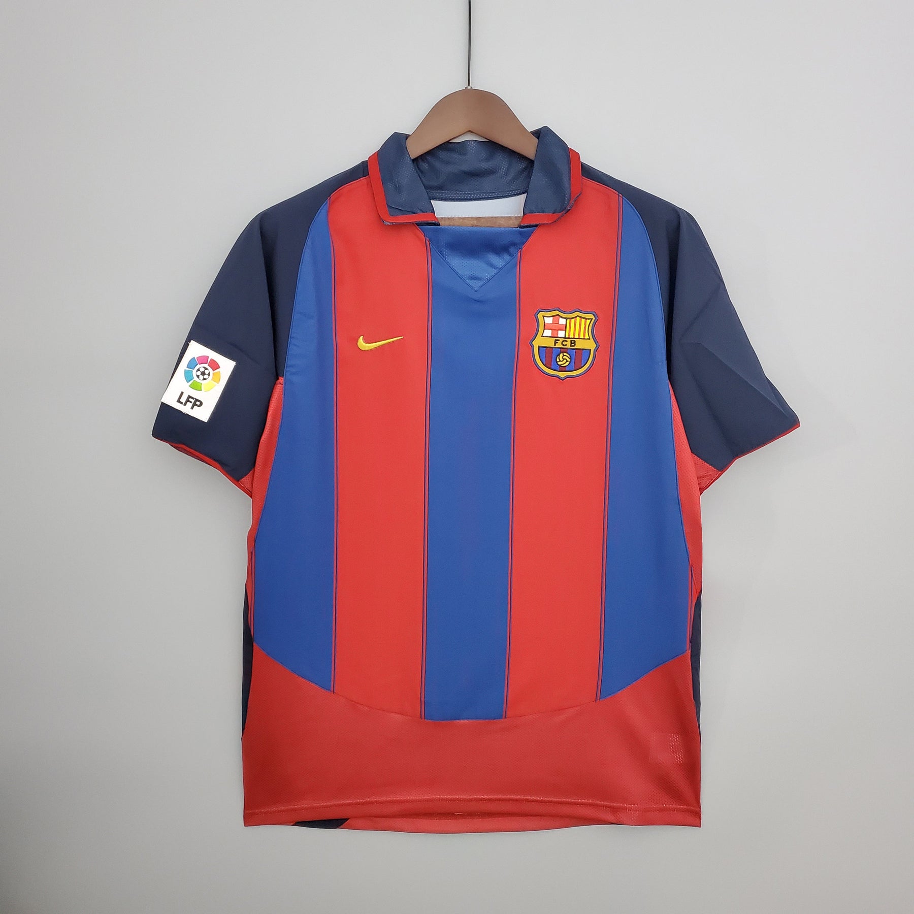 Camisa Barcelona Home 2003/04 - Nike Retrô Masculina - Vermelha/Azul