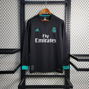 Camisa Manga Longa Real Madrid Away 2017/18 - Adidas Retrô Masculina - Preta/Verde