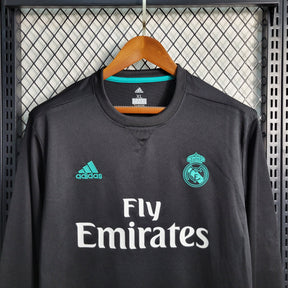 Camisa Manga Longa Real Madrid Away 2017/18 - Adidas Retrô Masculina - Preta/Verde