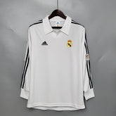 Camisa Manga Longa Real Madrid 2002 - Adidas Retrô Masculina - Branca