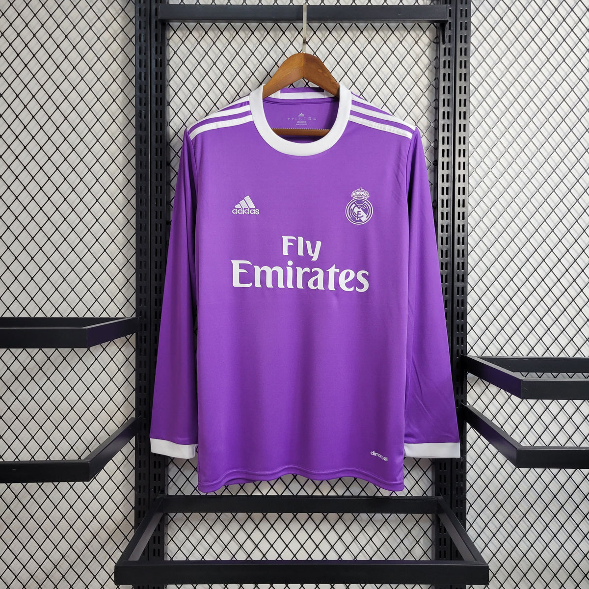 Camisa Manga Longa Real Madrid Away 2016/17 - Adidas Retrô Masculina - Roxa/Branca