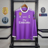 Camisa Manga Longa Real Madrid Away 2016/17 - Adidas Retrô Masculina - Roxa/Branca