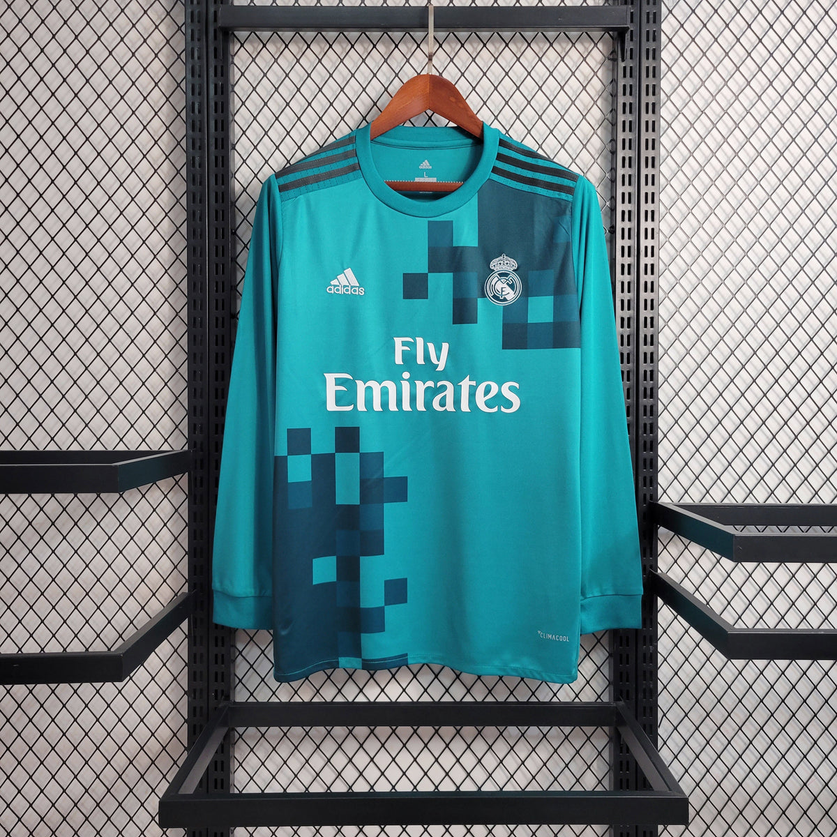 Camisa Manga Longa Real Madri Away 2017/18 - Adidas Retrô Masculina - Azul/Branca