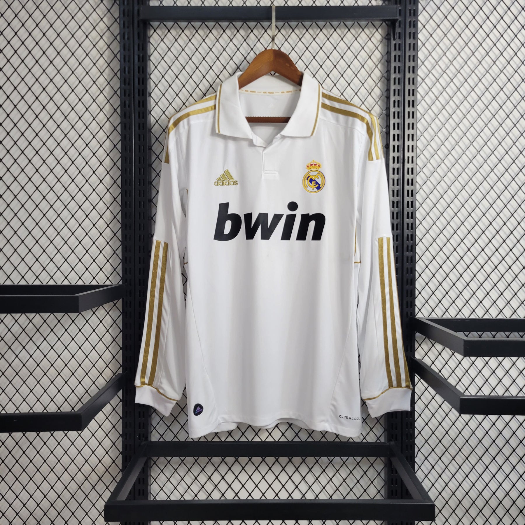 Camisa Manga Longa Real Madrid Home 2011/12 - Adidas Retrô Masculina - Branca/Dourada