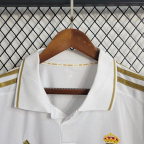 Camisa Manga Longa Real Madrid Home 2011/12 - Adidas Retrô Masculina - Branca/Dourada