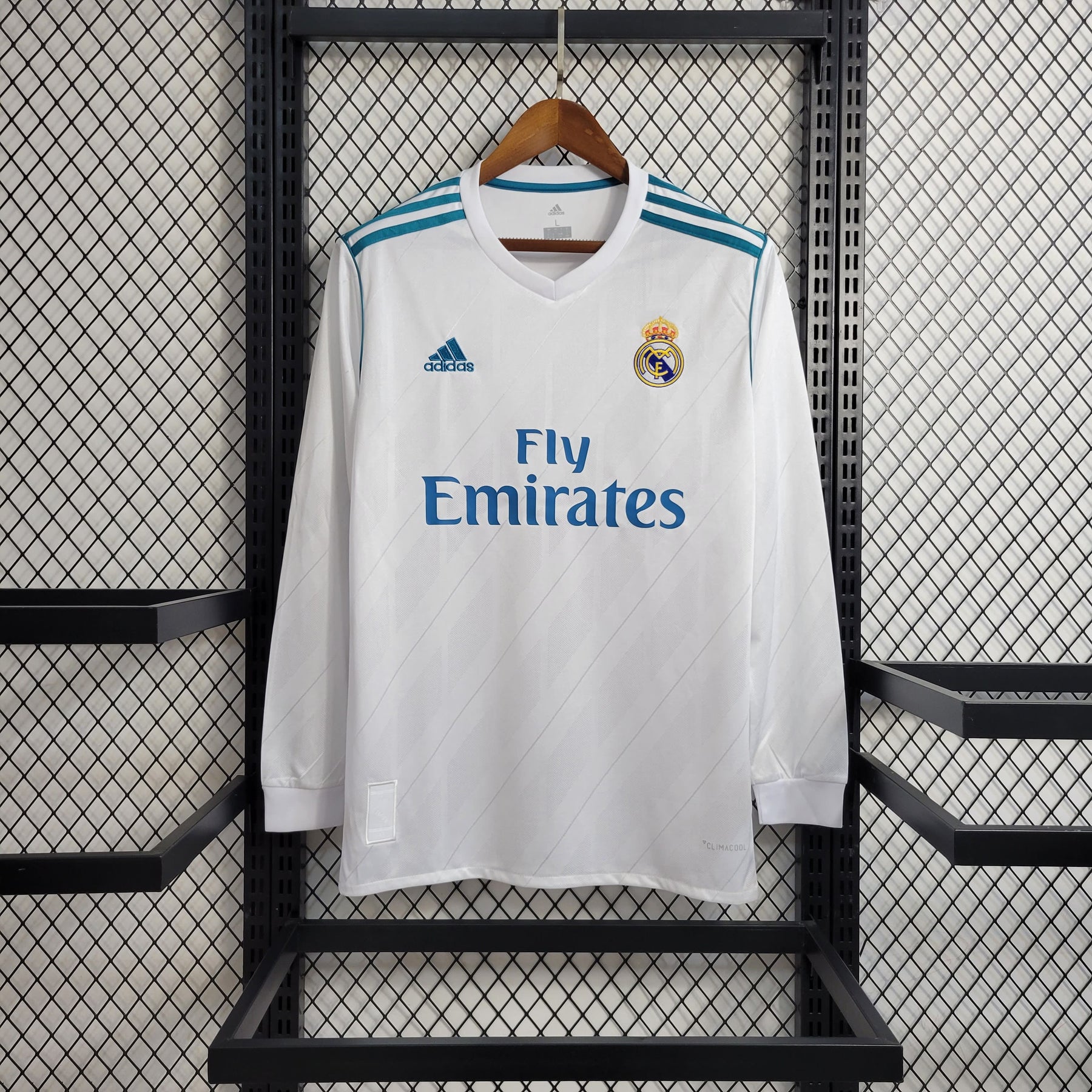 Camisa Manga Longa Real Madrid Home 2017/18 - Adidas Retrô Masculina - Branca/Azul