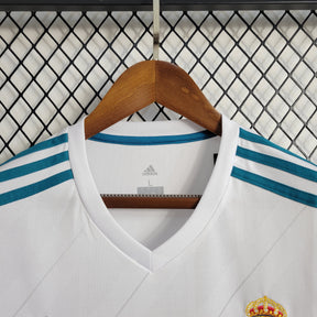 Camisa Manga Longa Real Madrid Home 2017/18 - Adidas Retrô Masculina - Branca/Azul