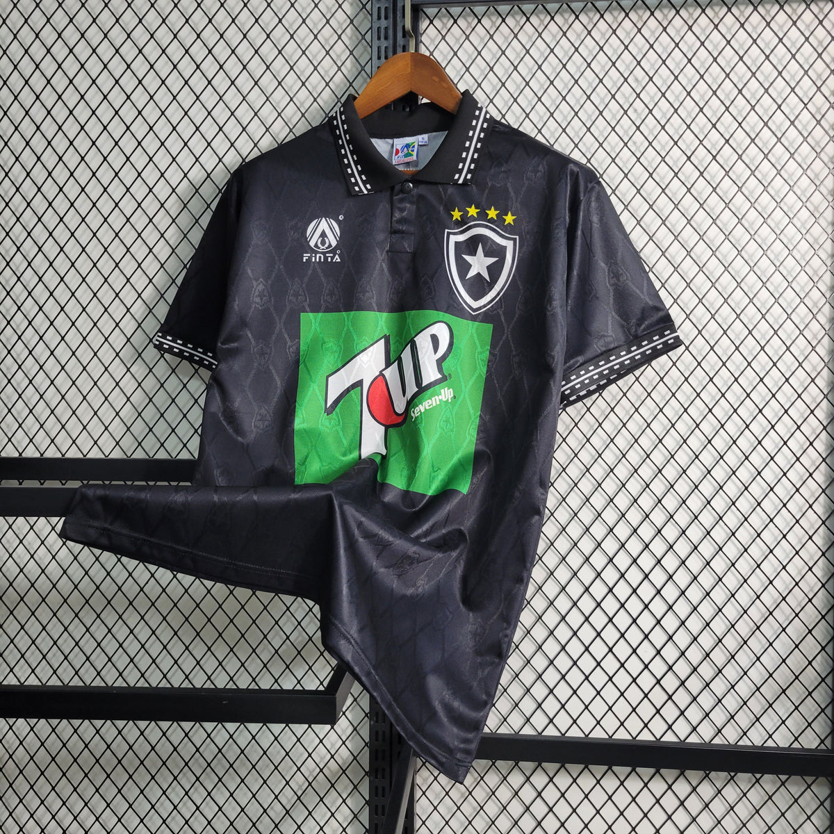 Camisa Botafogo Away 1995 - Finta Retrô Masculina - Preta/Branca