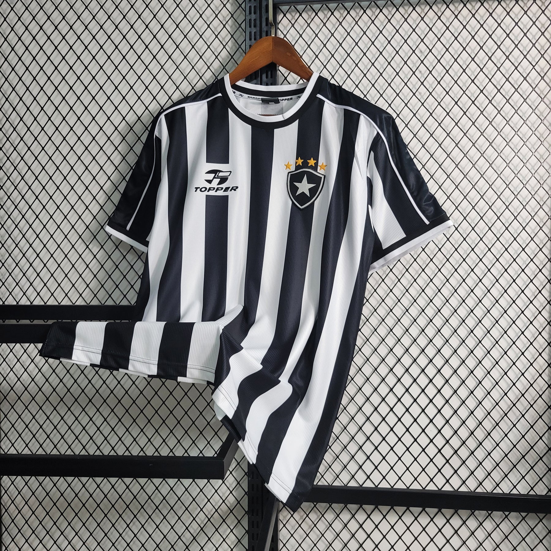 Camisa Botafogo Home 1999/00 - Topper Retrô Masculina - Preta/Branca