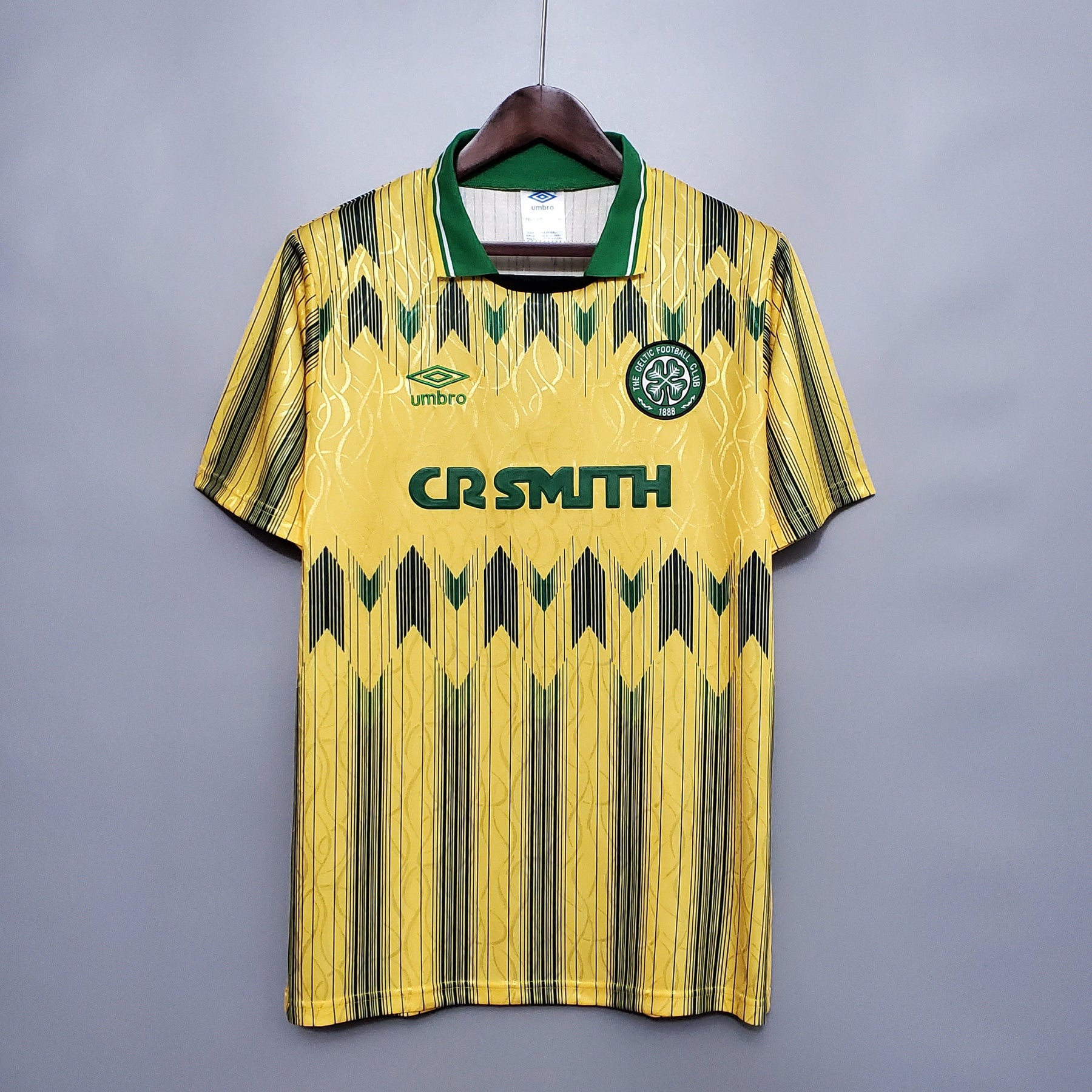 Camisa Celtic Away 1991/92 - Umbro Retrô Masculina - Amarela/Verde