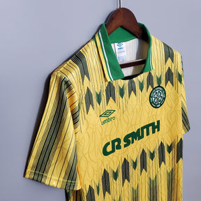 Camisa Celtic Away 1991/92 - Umbro Retrô Masculina - Amarela/Verde