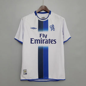 Camisa Chelsea Away 2003/04 - Umbro Retrô Masculina - Branca/Azul