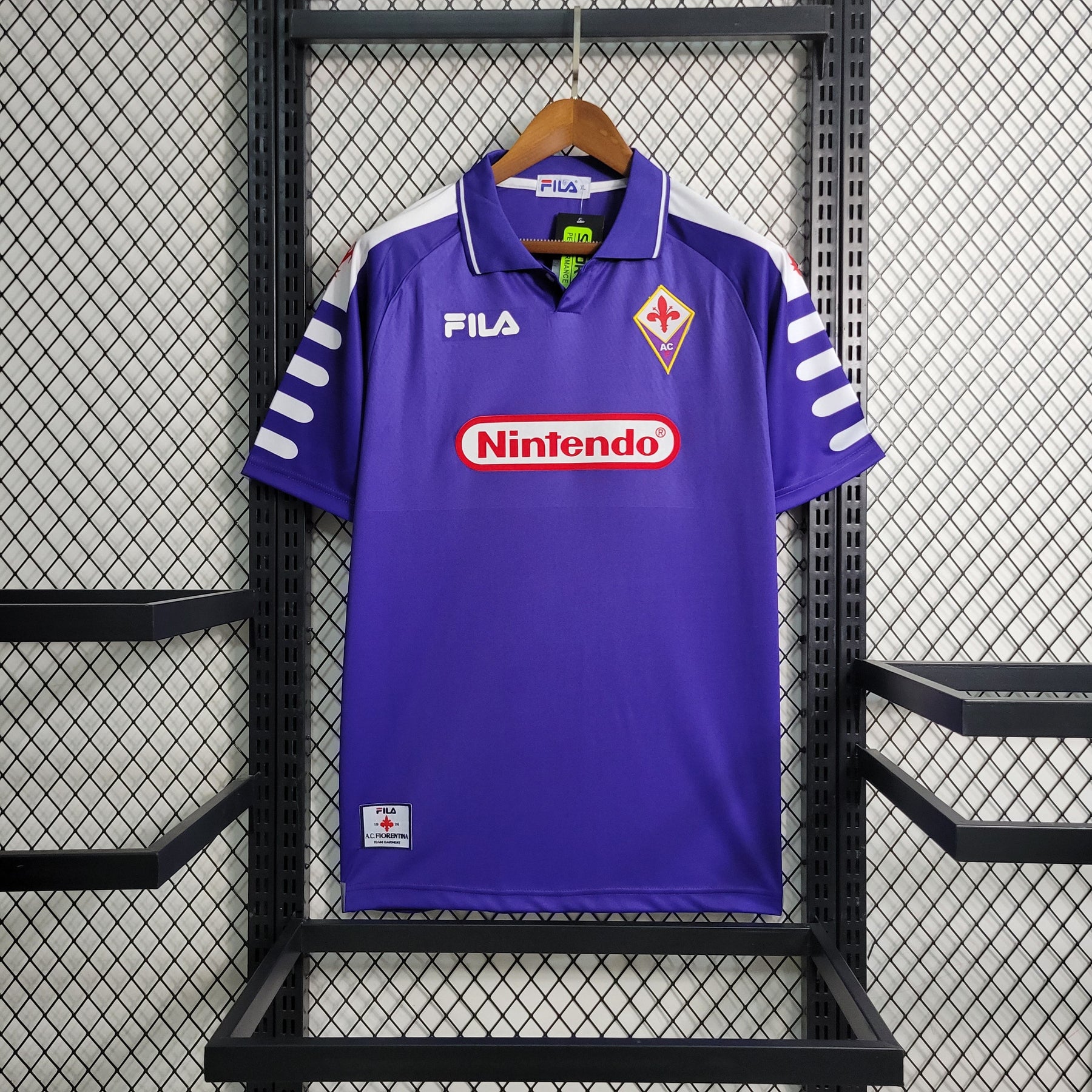 Camisa Fiorentina Home 1998/99 - Fila Retrô Masculina - Roxa/Branca