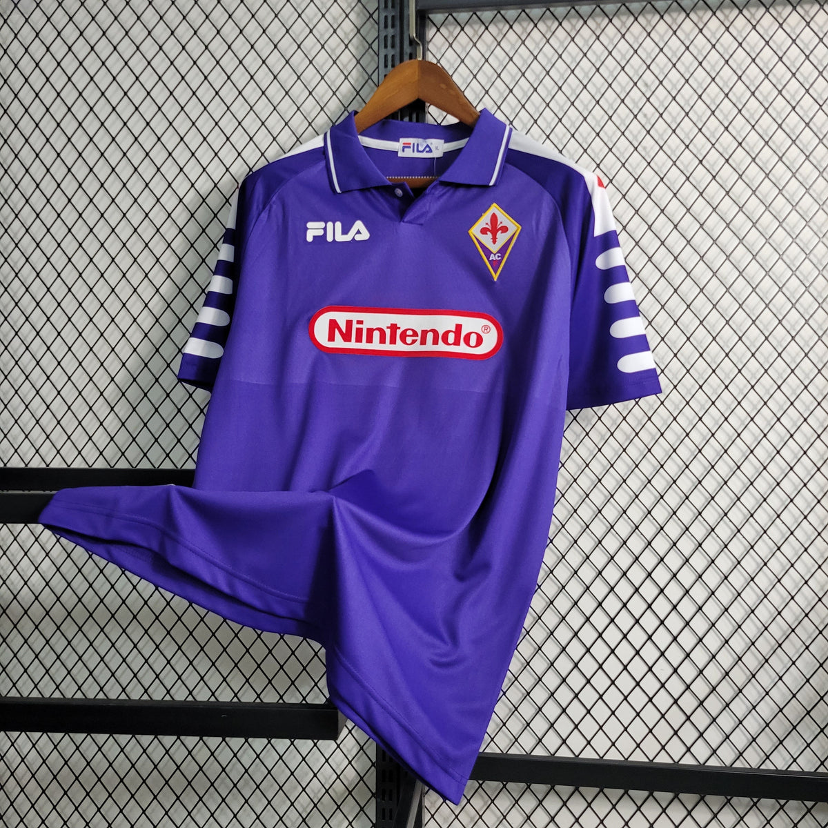 Camisa Fiorentina Home 1998/99 - Fila Retrô Masculina - Roxa/Branca