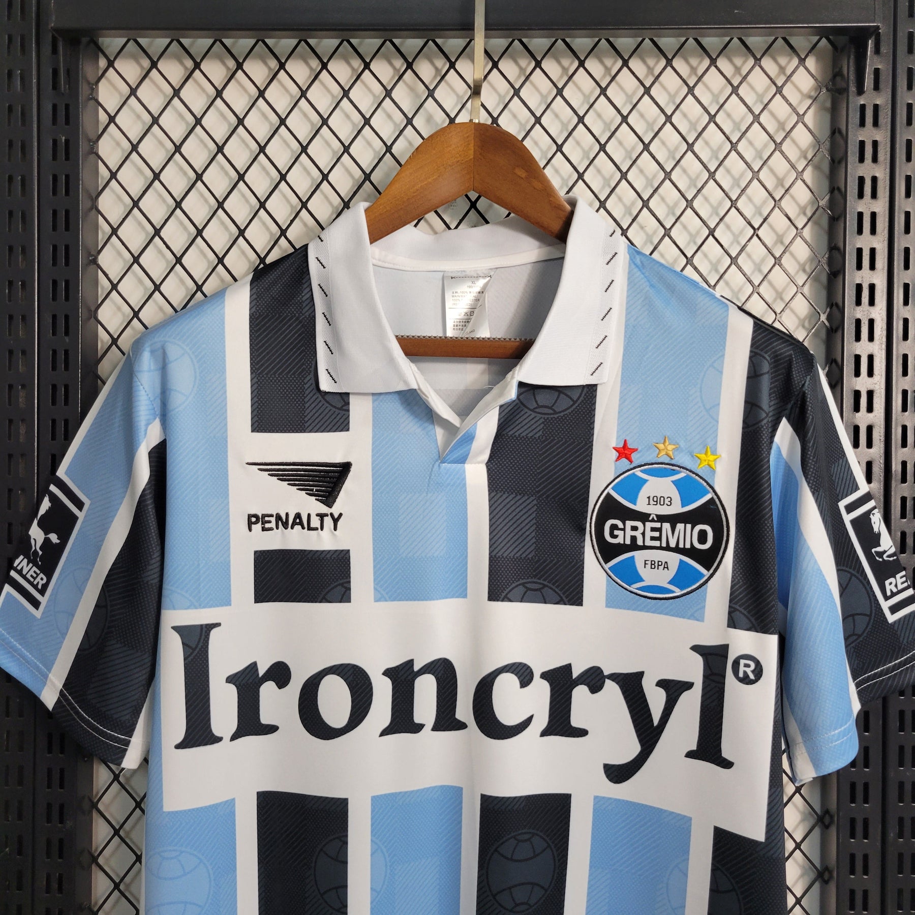 Camisa Grêmio Home 1997/98 - Penalty Retrô Masculina - Azul/Preta